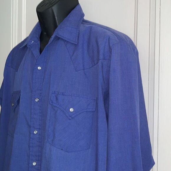 Vtg Plains Western Wear blue snap up shirt - Picture 2 of 10